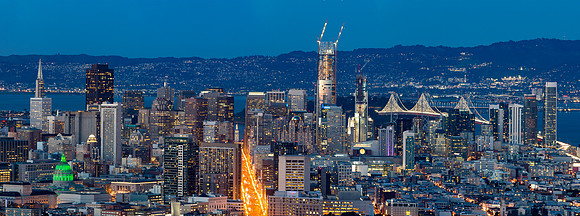 03132017 Sutro Tower panoramic - San Francisco Skyline at dusk 2