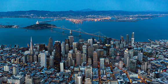 08282015 aerial panoramic - City of San Francisco at Dusk