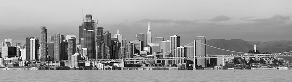 10292016 panoramic - San Francisco from Alameda (Black & White)