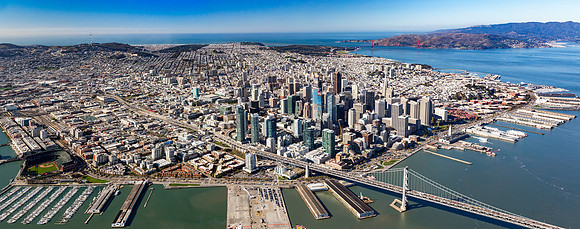 11172016 aerial panoramic - 3 Bayside Village w Embarcadero & San Francisco
