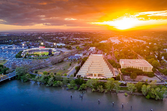 04202019_DJI_0315_Ziggurat & Raley Field Dusk